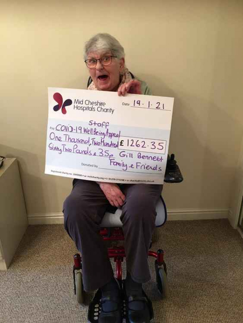 Gill's big cheque was more than double her target.
