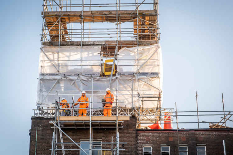 Levelling down for the clock tower (Picture: Peter Robinson).