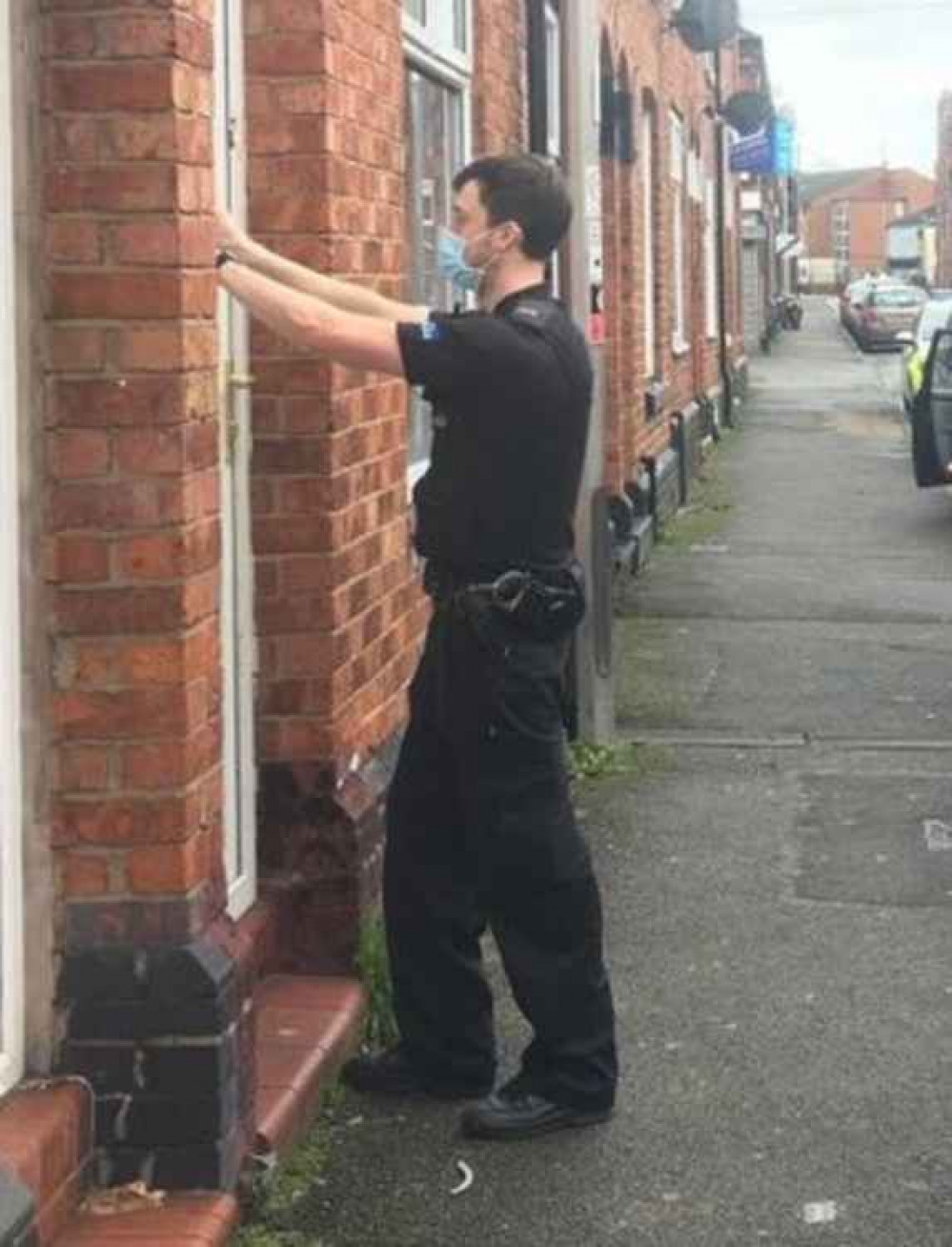 An officer in Richard Moon Street. (Picture: Crewe Police)