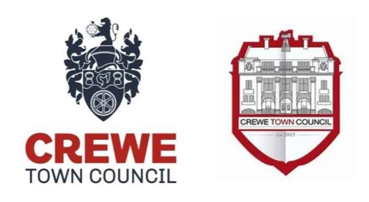 The proposed new logo (left) nods to Crewe's rail heritage, while the old design (right) featured the Municipal Buildings.