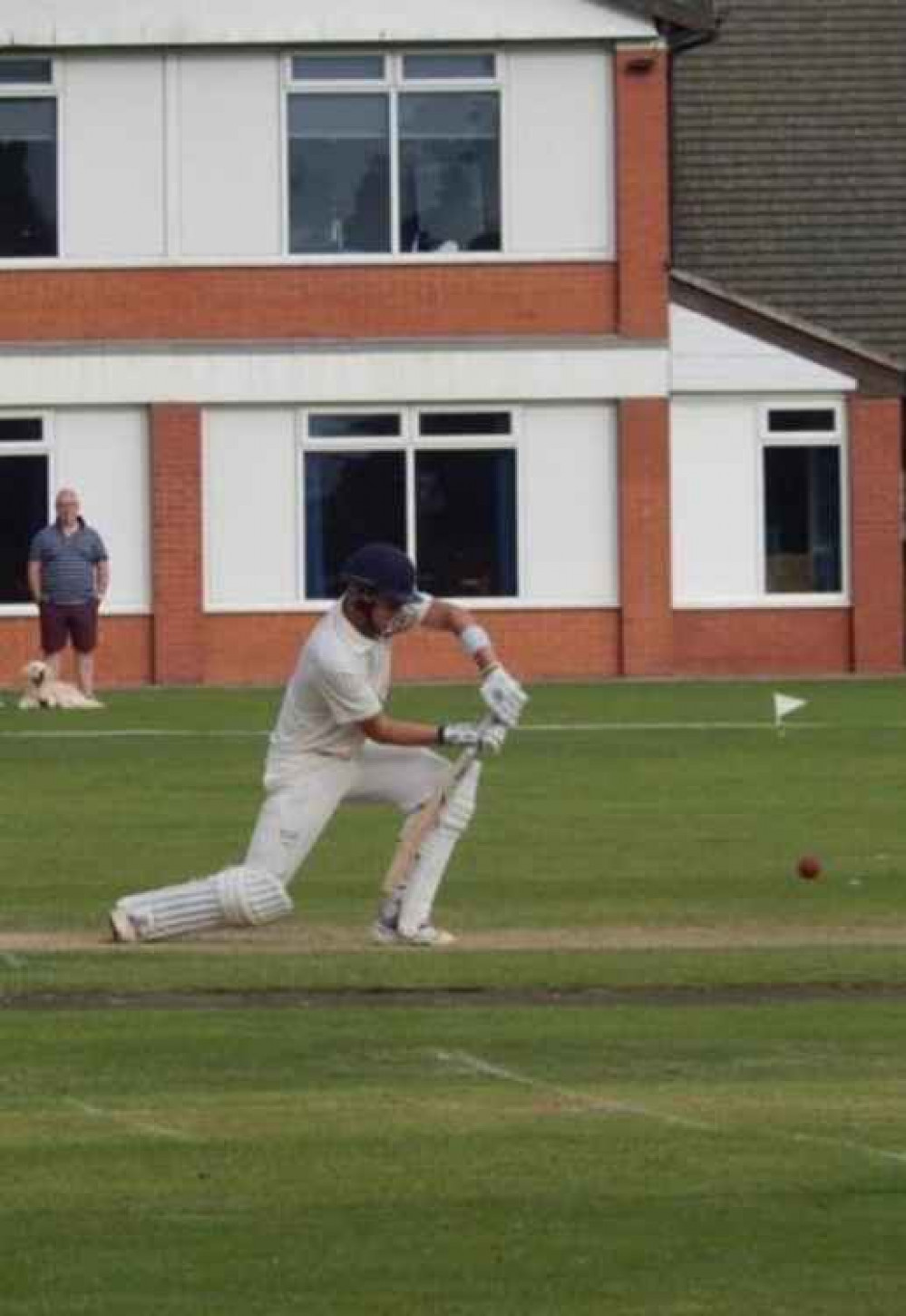 Callum Bacon in action on route to top scoring with 68 in Crewe 1st XI's win at Hem Heath.