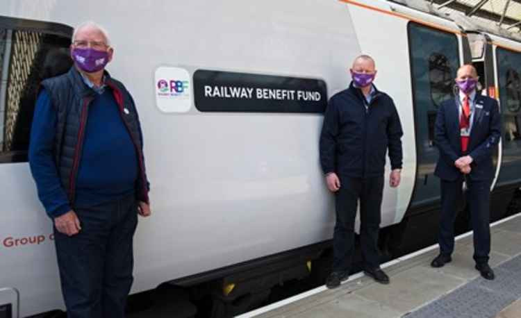 Peter Waterman (left) at the train-naming ceremony.