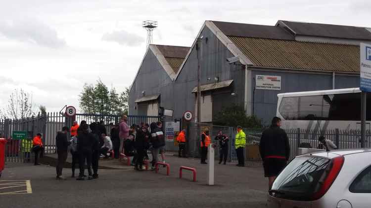 Alex fans gathered outside the ground to give their team a send off in final game.