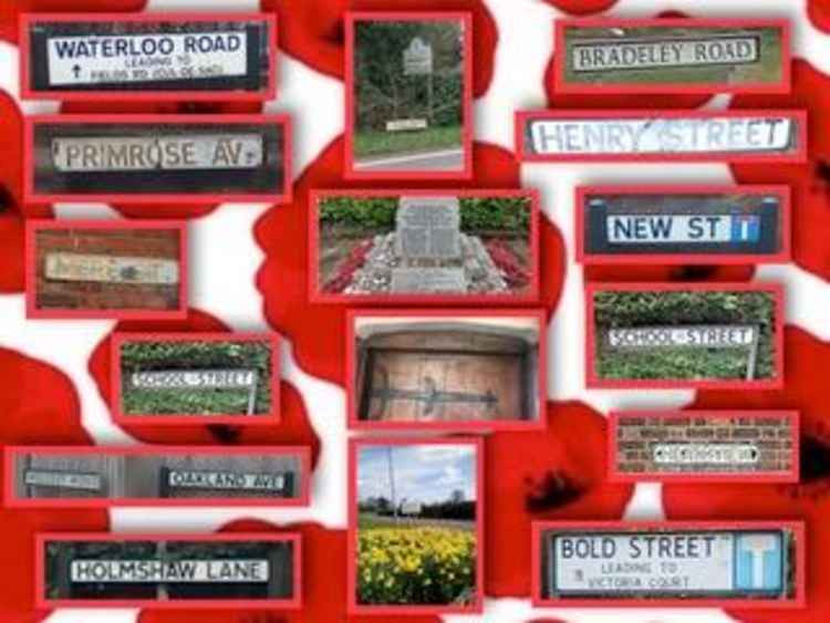 The Poppy Roadsign collage shows streets in Haslington from which men left to serve in WW1. Their names are inscribed on the Crewe Road War memorial.