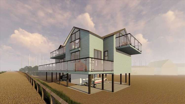 Artist's impression from Nicholas Estates of how finished house with panoramic views will look