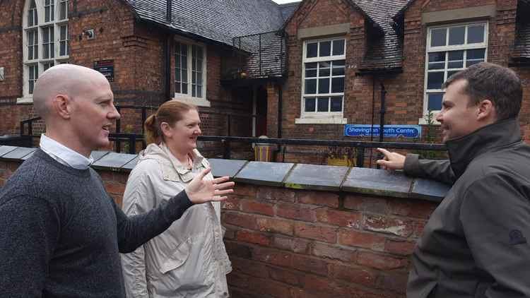 Dr Mullan meeting with parish councillors Russel Jones and Claire Hackett.