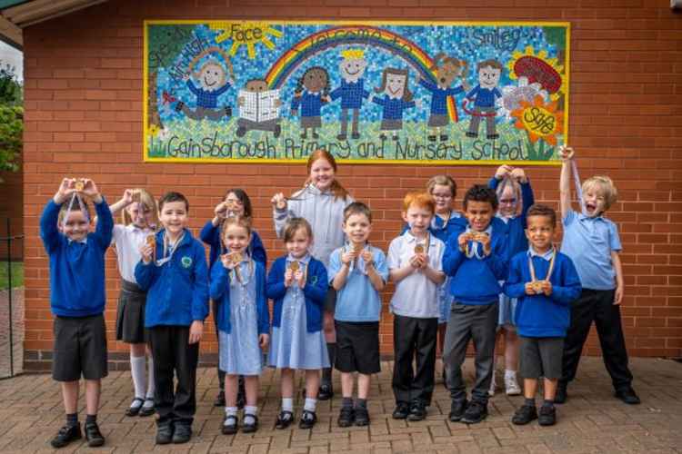 Gainsborough Primary School pupils with their medals.