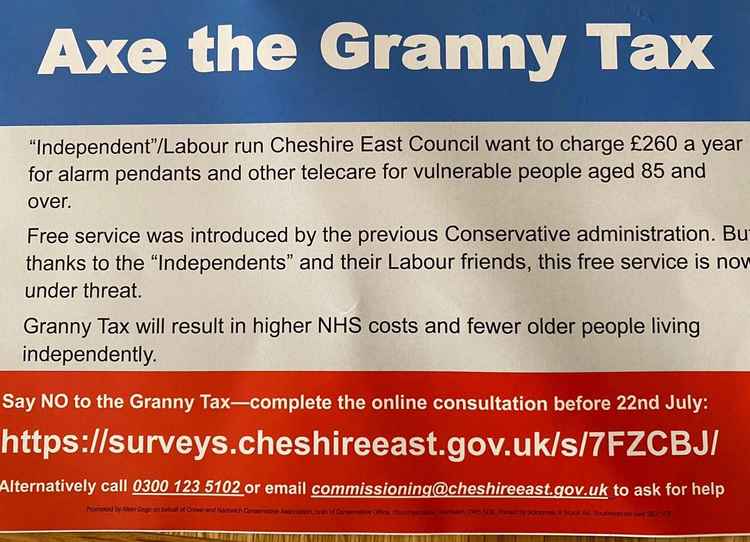 The leaflet several Cheshire East Labour councillors received posted to their home addresses.