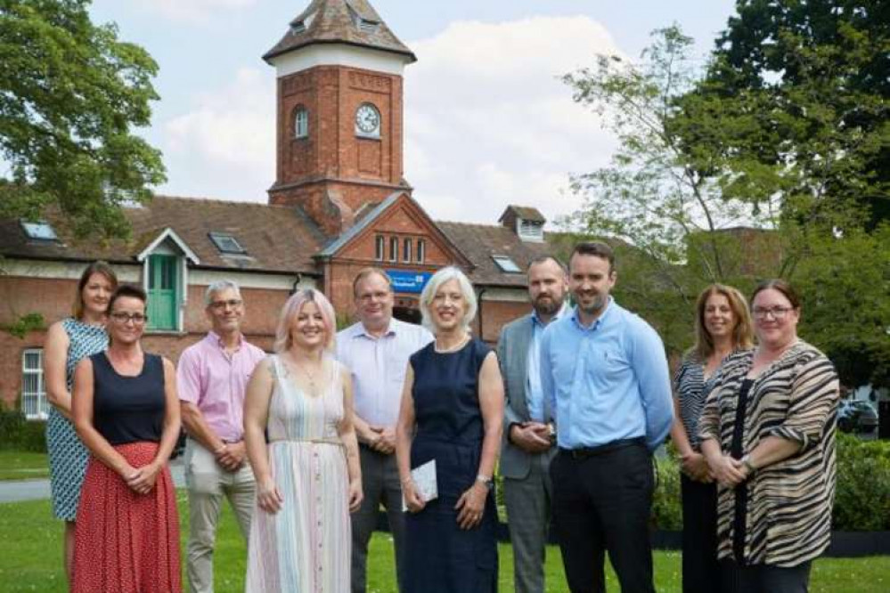 South Cheshire Chamber Chair Diane Wright (centre) with staff from Reaseheath College and sponsors from Legat Owen, Rhino Safety Ltd and Afford Bond.