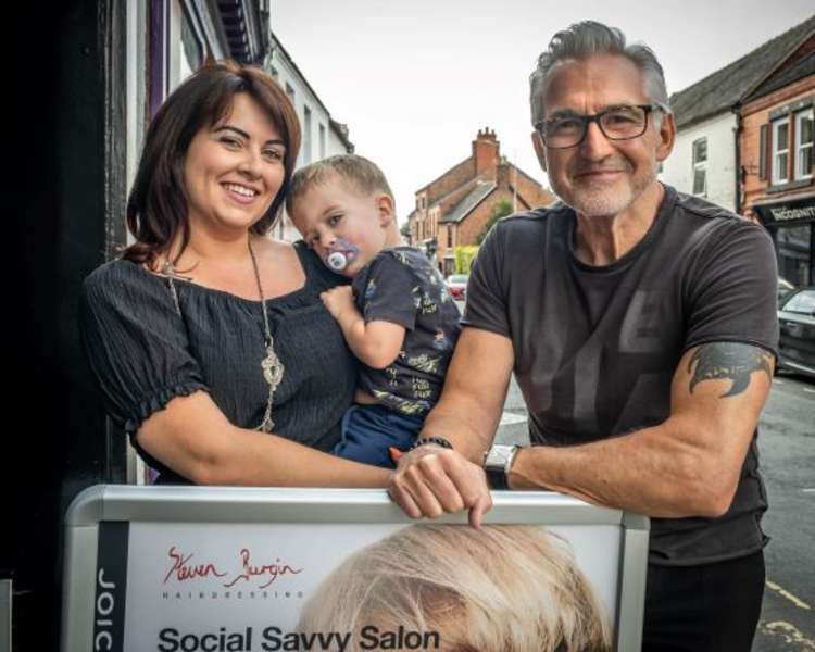 Yvette with her son, Dexter, and Steven Burgin at the salon.