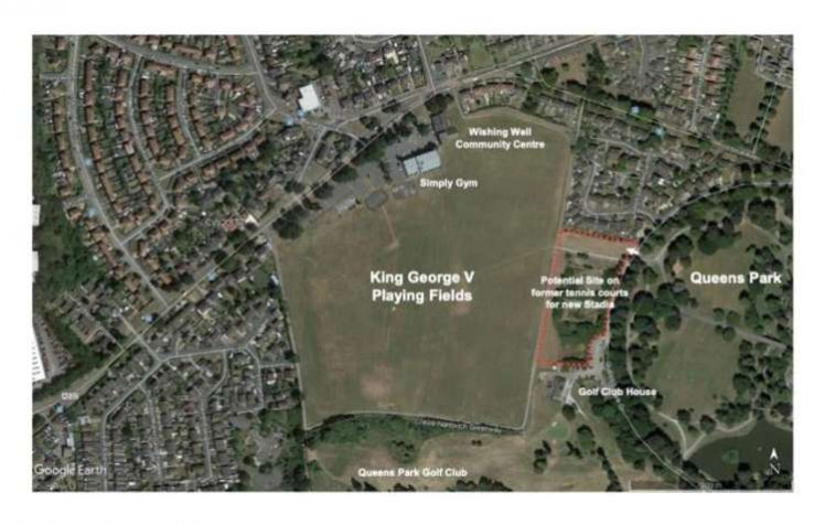 The proposed site (lined red) for Crewe FC's new community-based football facilities.