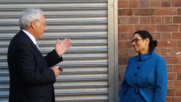 Cheshire PCC John Dwyer with Priti Patel, on the Home Secretary's visit to Crewe in April.