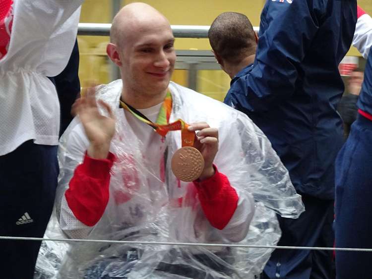 Andrew at a Paralympic athlete parade in Manchester in 2016 (Pic: Jonathan White).