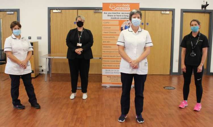 (L to R): Tiffany Treharne, respiratory physiotherapist, Donna Williamson, of Everybody Sport and Recreation, Jane Wilmer from the British Lung Foundation and respiratory physio Ellie Dick.