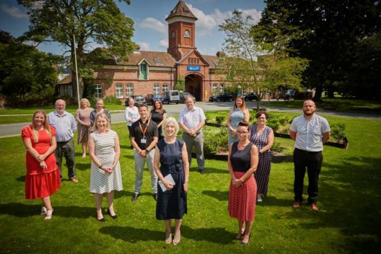 South Cheshire Chamber Chair Diane Wright (centre) meeting award category sponsors at Reaseheath College.