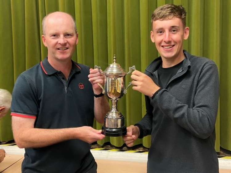 John White's youngest son, Jonathan, with men's singles winner, George Raiswell (Pictures: Jonathan White).
