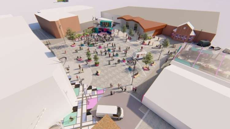 An artist's impression of what Lyceum Square could look like after the major public realm improvements.