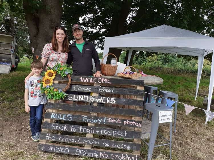 Alex and Simon Lewis raised over £7,000 from hosting their sunflower trail.