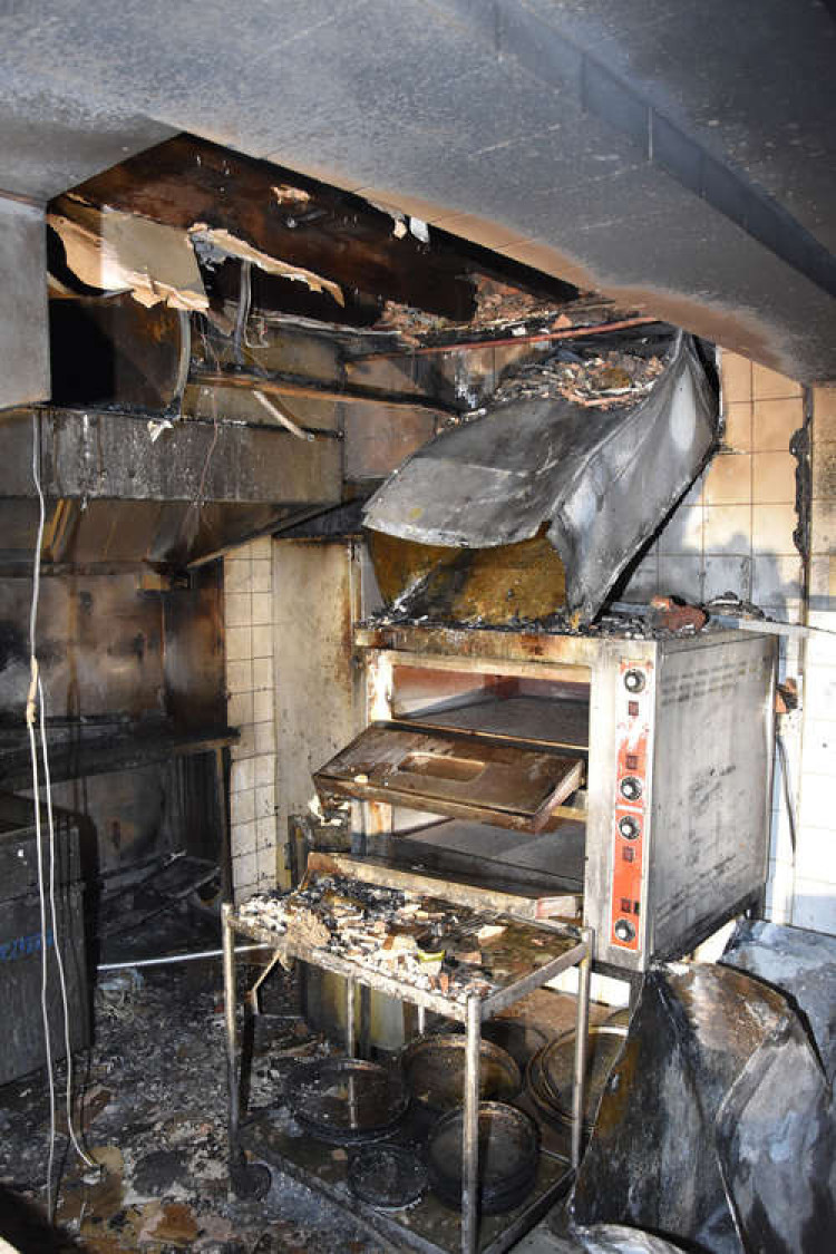The aftermath of the fire which broke out in ducting in the kitchen.