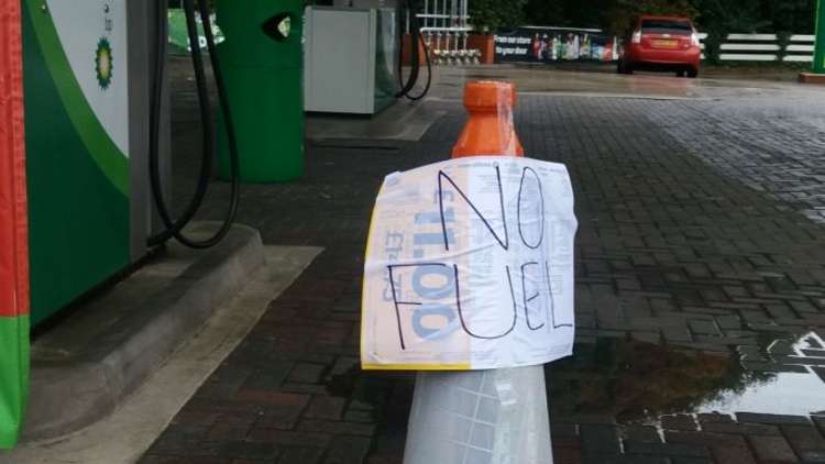 The 'no fuel' signs were up at the BP garage on Crewe Road.
