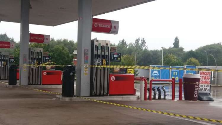 Pumps taped off at Texaco's Gateway forecourt.