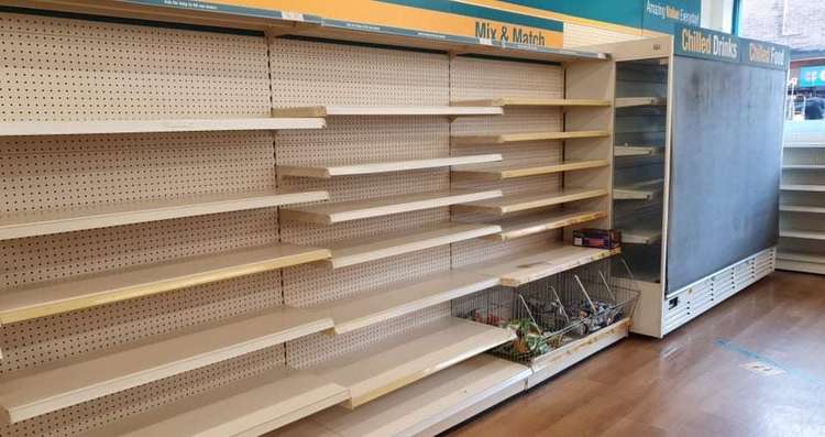 Empty shelves at Poundland in Crewe (Picture: Ryan Parker).