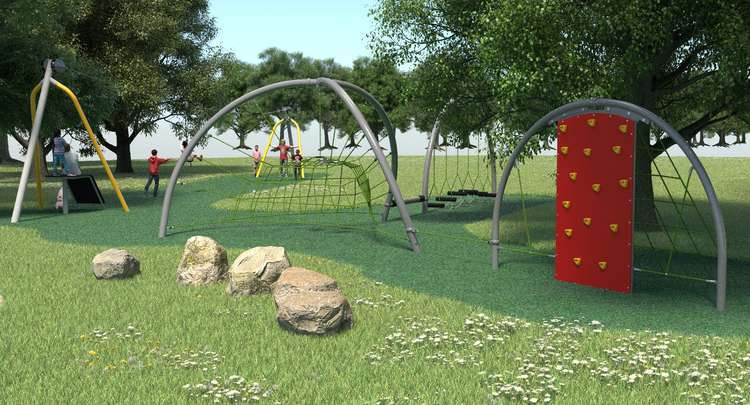What the play area in Queens Park will look like on completion of the works.