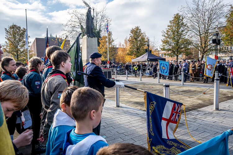 Memorial Square was full for today's Remembrance Service (All pictures courtesy of Peter Robinson).)