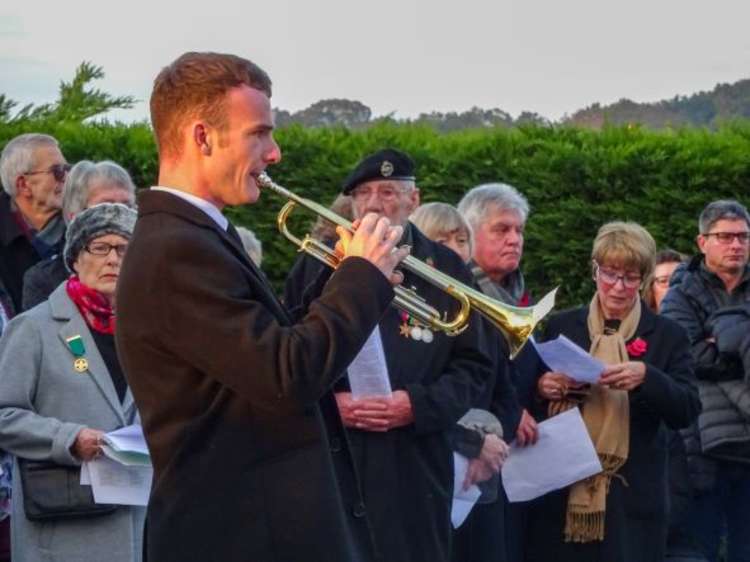 Jack Gresty plays The Last Post at Wistaston.