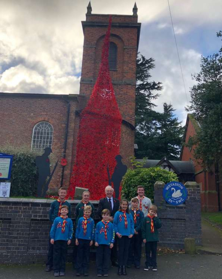 Police and Crime Commissioner John Dwyer with representatives from the Scouts, Beavers and Cubs with their display at St Mary's Church, Wistaston