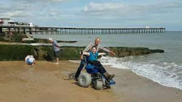 Lisa Tyte and Rob Dunger with DIScoverABILITY on Felixstowe beach (Picture credit: Spotlight)