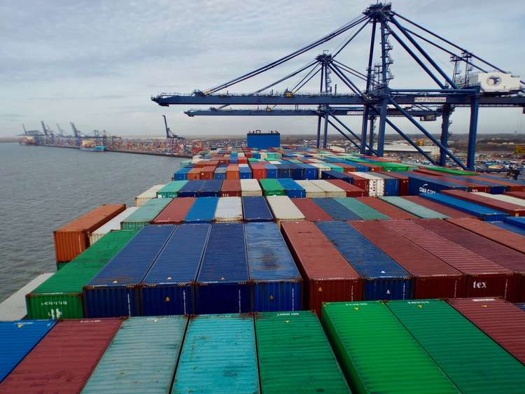 Containers delayed at the Port of Felixstowe due to Brexit and lack of drivers (Picture credit: Felixstowe Nub News)
