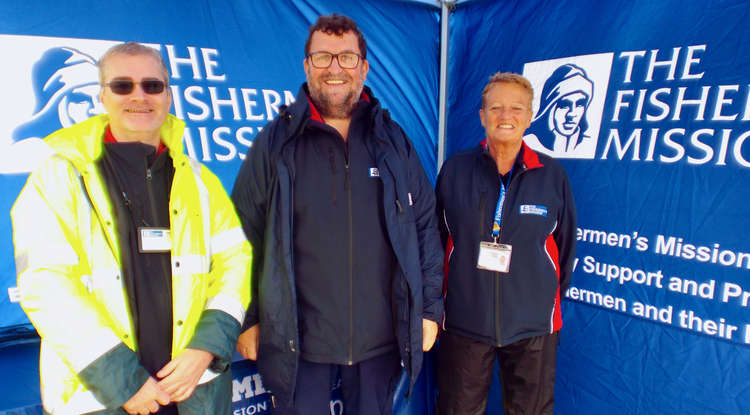 Tim Jenkins (centre) with crew from Fishermen's Mission and Carol Elliott Seafit project manager