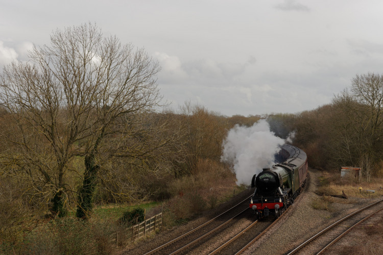 Flying Scotsman heading through Hatton Junction North (Image via Ken Chitty)