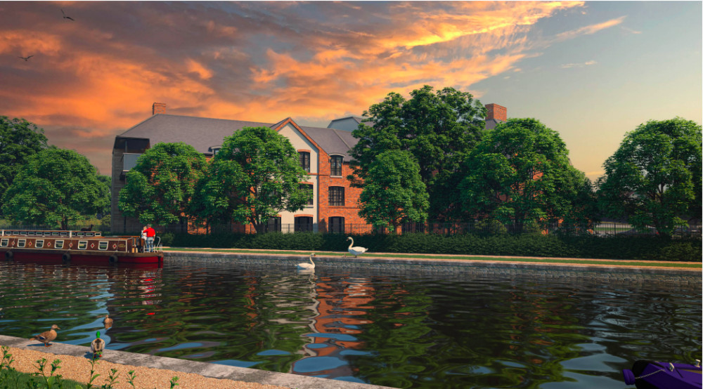 A CGI impression of the care home as seen from the Grand Union Canal (Image via planning application)