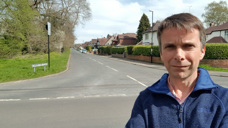 Graham Yarrow on Cannon Park Road, which he believes should be included in a £100k 20mph road safety scheme (Image by Graham Yarrow)