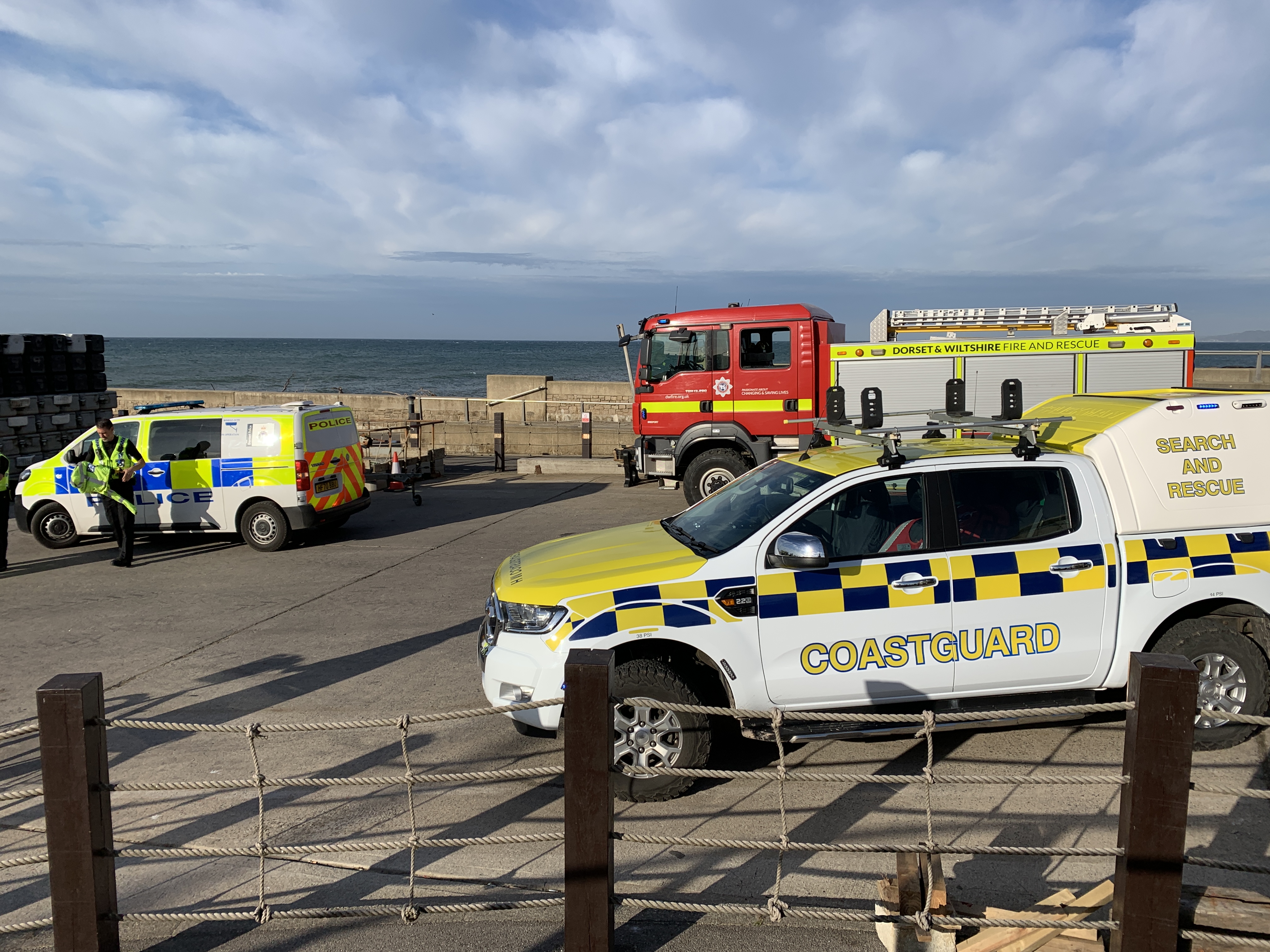 Emergency services rushed to West Bay on Monday