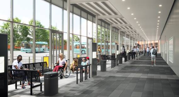 An artist’s impression of the interior of the new bus station for Crewe (Cheshire East).