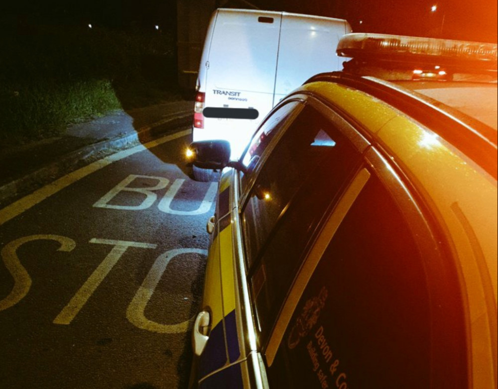 A driver in Helston was arrested yesterday after a stop for defective lights. Credit: Devon and Cornwall Roads Policing Team/Twitter.