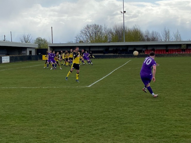 Hucknall Town were beaten 5-4 by Hinckley at Watnall Road. Photo Credit: Tom Surgay.