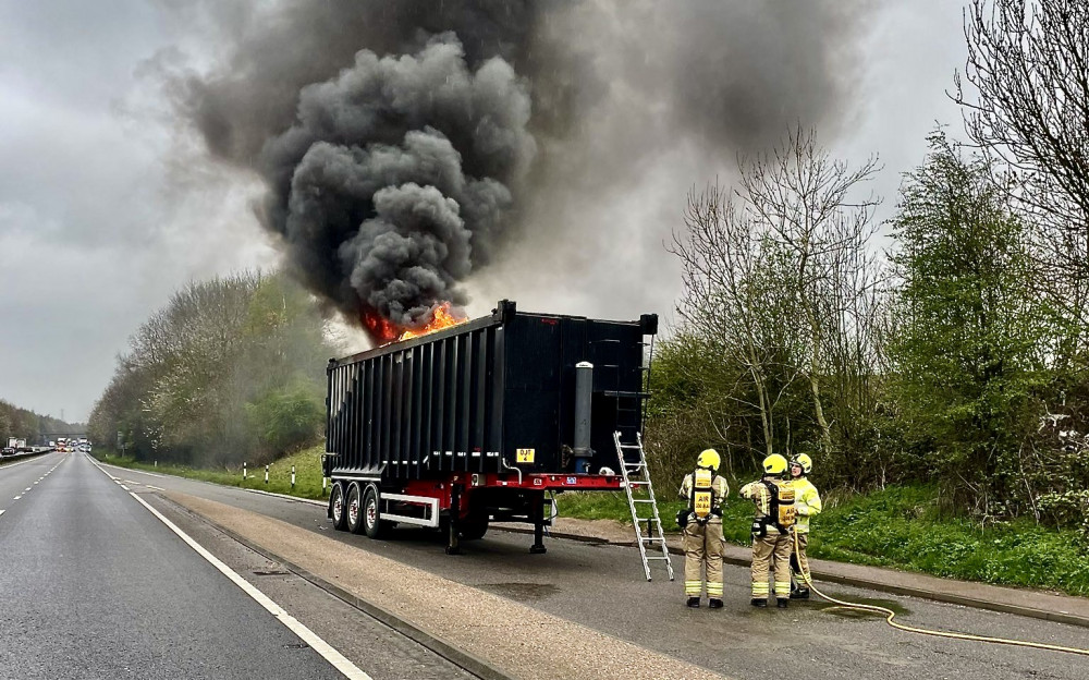 A42 closed near Ashby after lorry catches fire Driver s actions