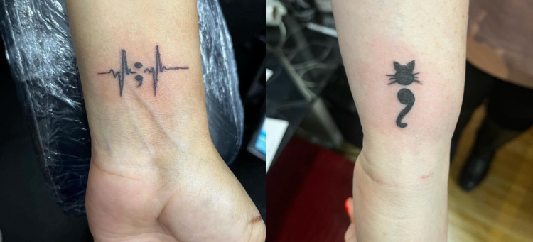 250 people get semicolon tattoo in Blackburn for suicide awareness   Lancashire Telegraph