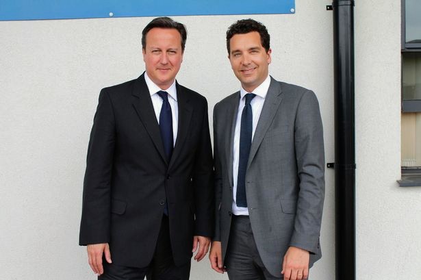 Former Prime Minister David Cameron with Edward Timpson at Leighton Hospital, Crewe in 2013 (Belinda Ryan).