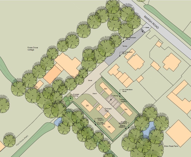 Plans For Expanded Traveller\\\'s Pitches On The B3099 Marsh Road In Standerwick Near Frome. CREDIT: W. S. Planning & Architecture. Free to use for all BBC wire