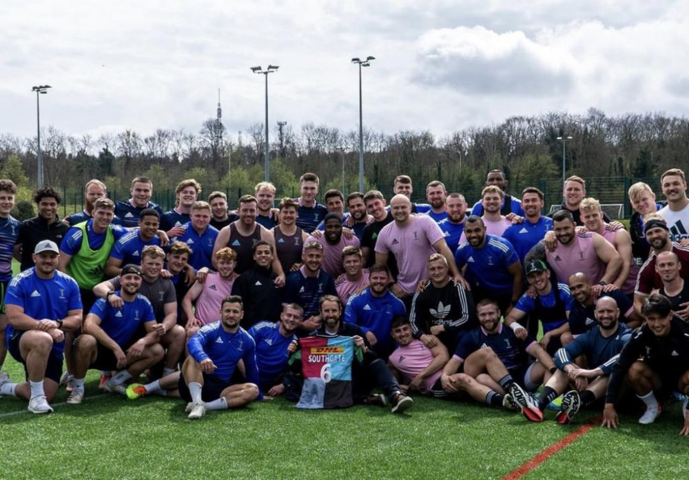 Southgate with the team during his visit