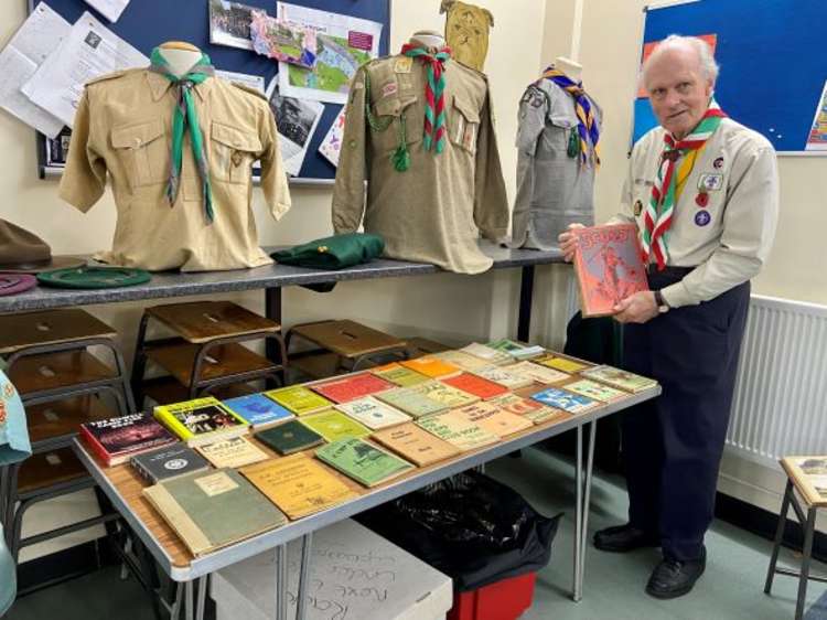 Gerald Newbrook with some of his Scouting exhibits at Wistaston Scout Centre (All pictures: Jonathan White).