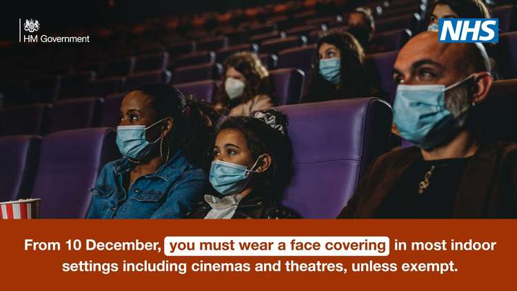Face coverings are mandatory in cinemas and theatres from today (Friday).