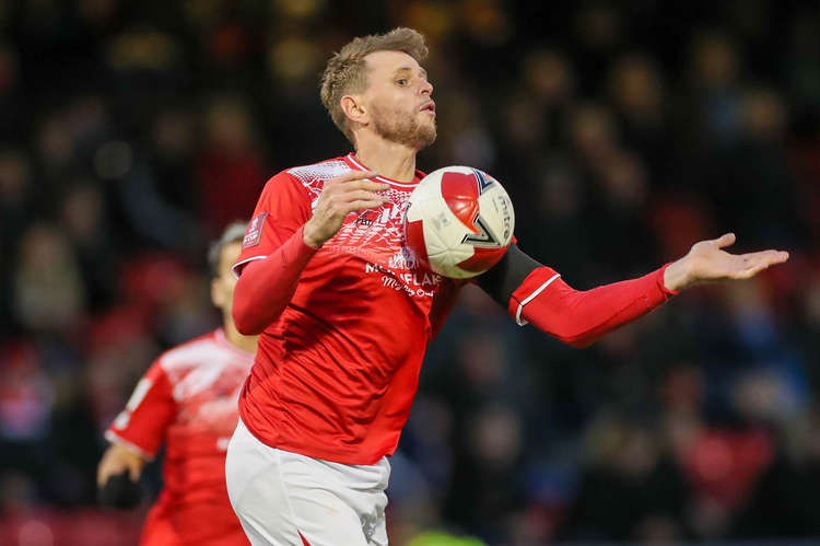 Chris Porter's penalty and his follow-up was saved in first-half stoppage time (All pictures: Kevin Warburton).