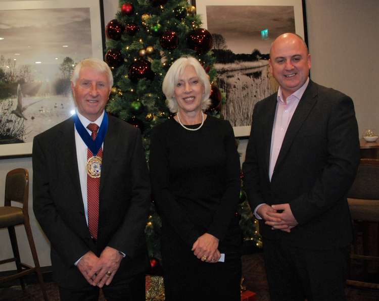 South Cheshire Chamber of Commerce President John Dunning and Chair Diane Wright with Rookery Hall general manager Tim O'Sullivan