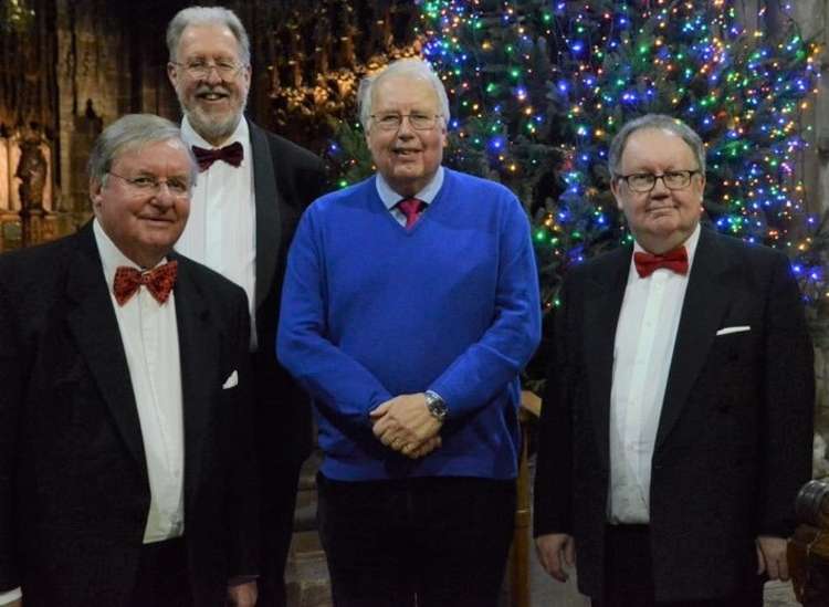 Nantwich Choral Society's new President John Lea (centre) with conductor John Naylor, Chairman Graham Harbage and Accompanist Simon Russell.